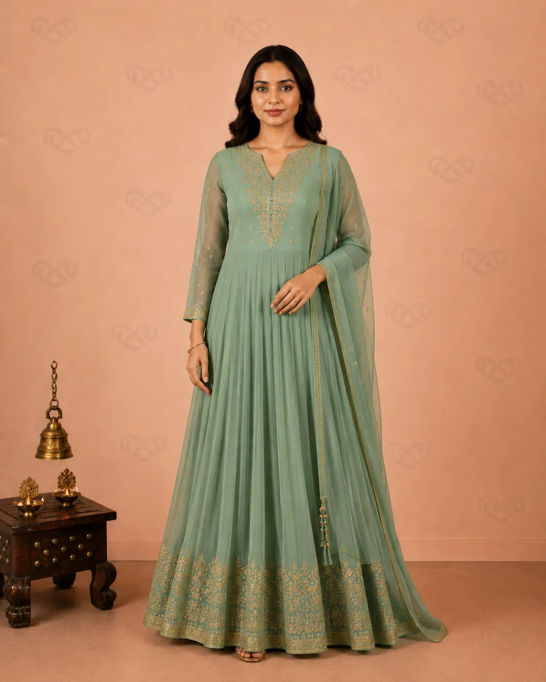 Sea Green Georgette Anarkali Dress