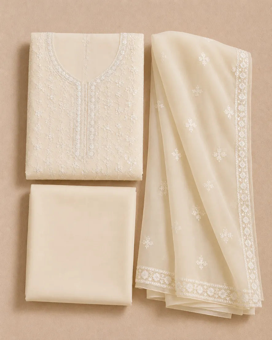 Ivory Georgette Unstitched Set
