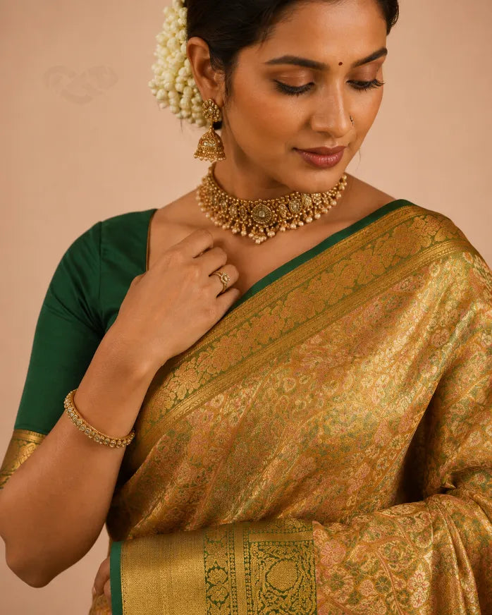 Cream Kanjeevaram Silk Saree with Rich Maroon Zari Border