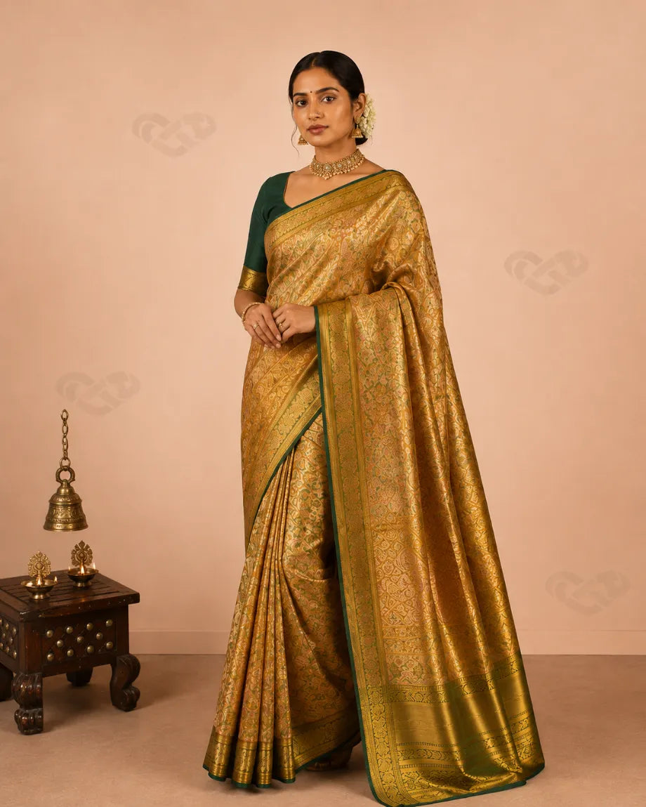 Cream Kanjeevaram Silk Saree with Rich Maroon Zari Border